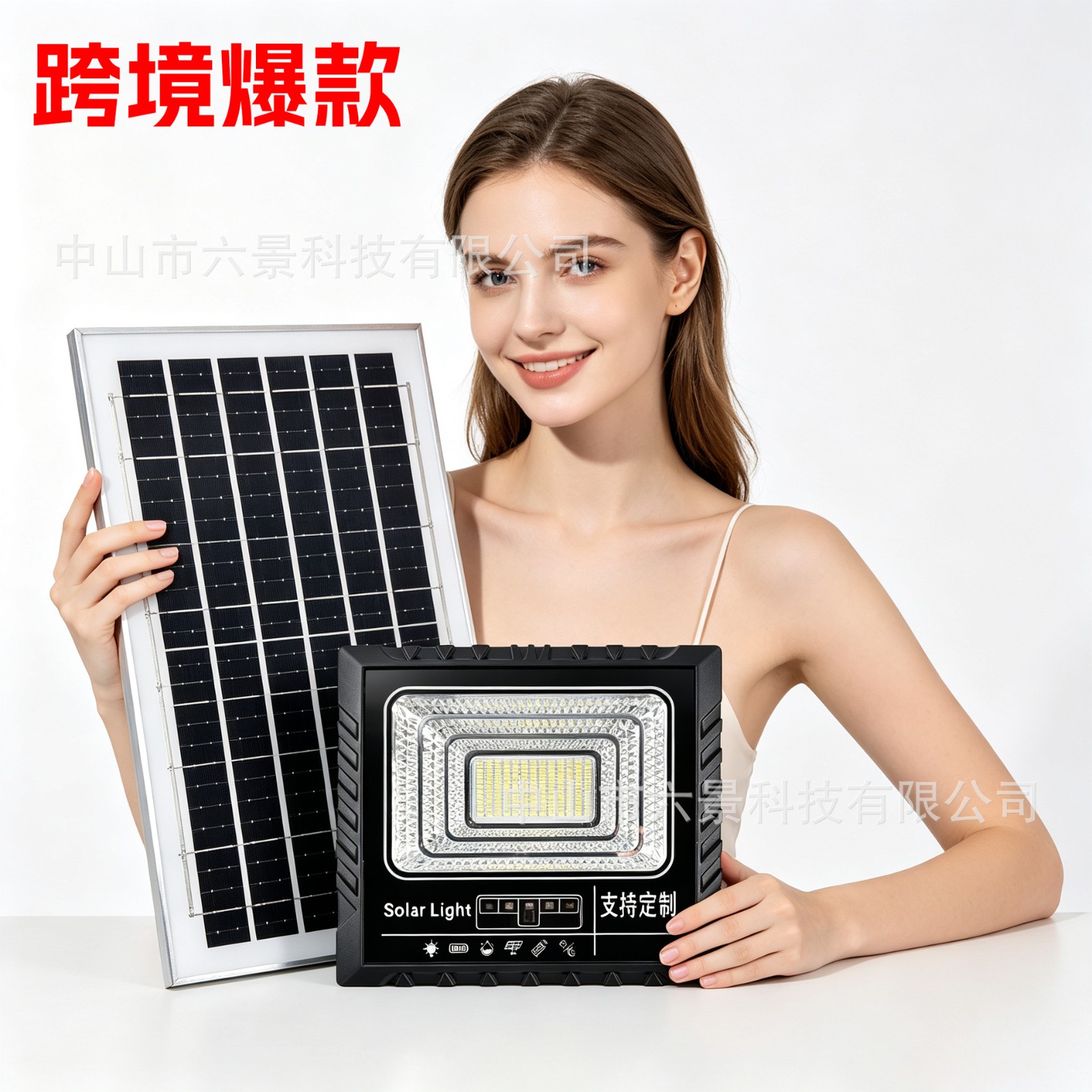 跨境新款太阳能灯户外照明庭院灯太阳能投光灯新农村路灯厂家直销
