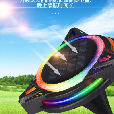 太阳能免充电插地灯 三角户外RGB渐变彩色地埋灯 庭院装饰草坪灯