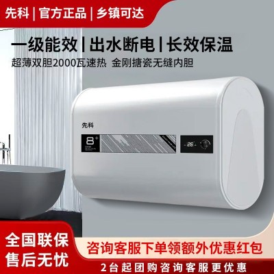 先科电热水器家用储水式圆扁桶速热租房小型洗澡50L60升一级能效